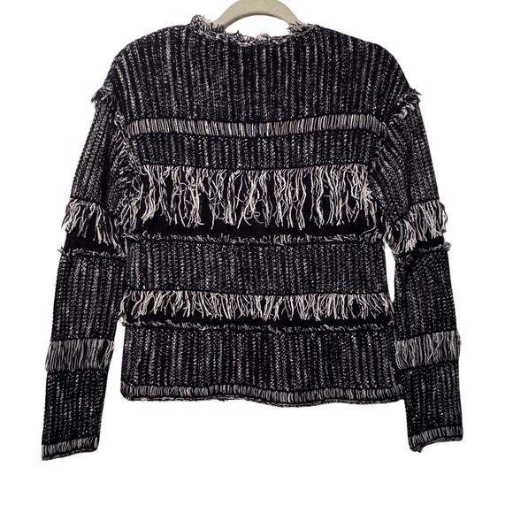 Fate By LFD Boho Fringe Black/White Open Cardigan, Size S - Picture 2 of 12